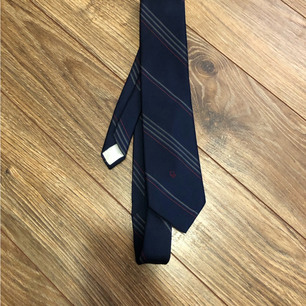 Dior Dark Blue and Red Striped Tie